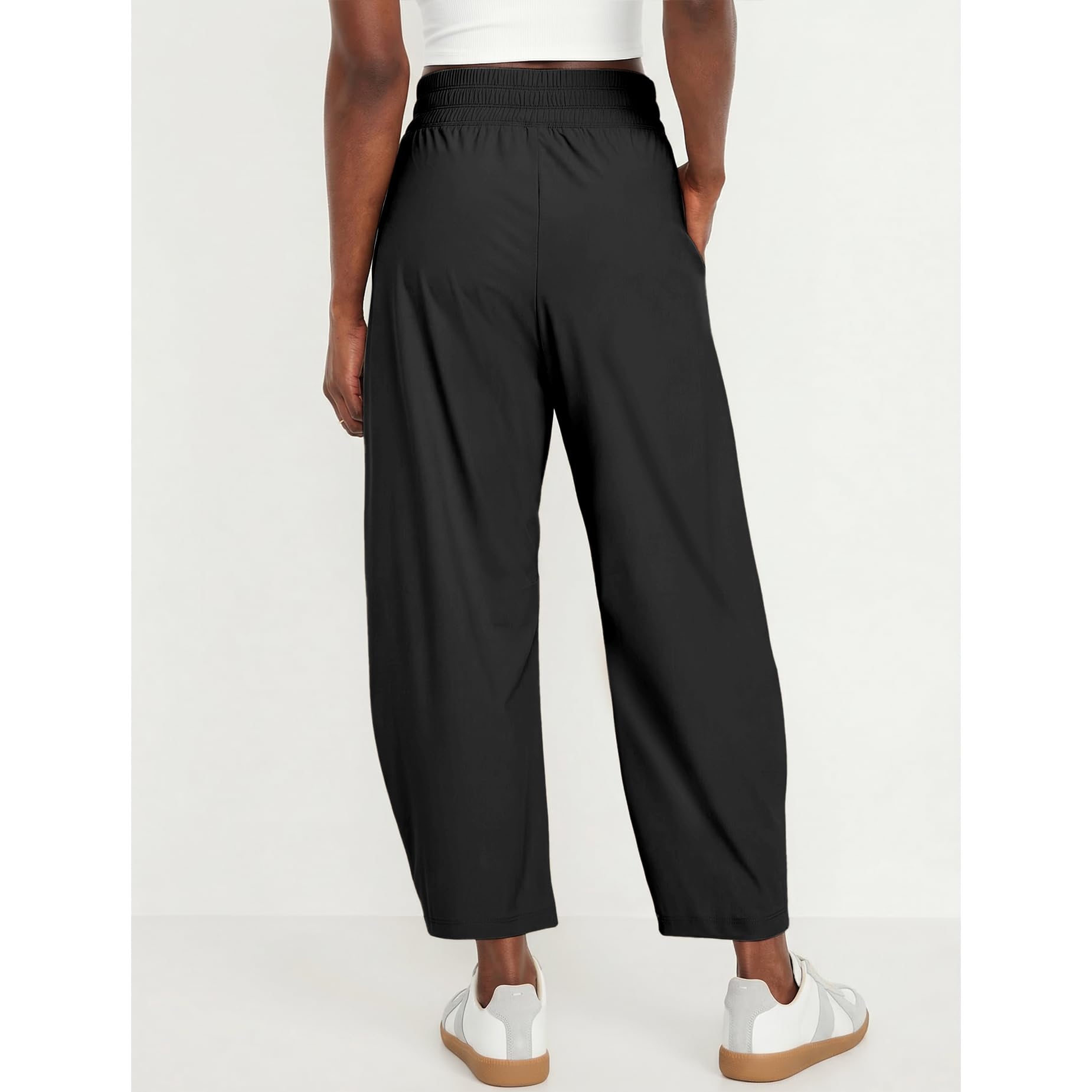 Yioaga Barrel Pants Women Baggy Wide Leg Elastic Waisted Sweatpants Athletic Clothes Lounge Palazzo Trousers with Pockets(Black,L)