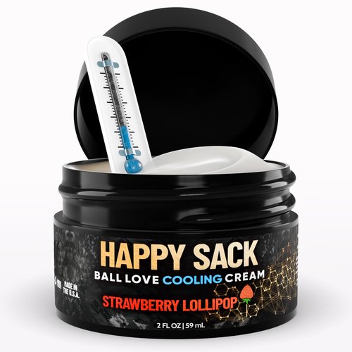 Derm Dude Happy Sack Ball Deodorant - Anti-Chafing Comfort Cream for Men | Aluminum-Free, 2oz Strawberry Lollipop