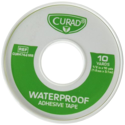 Curad Waterproof Adhesive Tape - Strong Cotton Cloth Backing, Water & Oil Resistant, 1/2" x 10 Yards