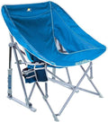 GCI Outdoor Pod Rocker Beach Chair - Collapsible Folding Rocking Chair with Drink Holder | Saybrook Blue