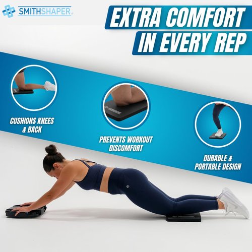 SmithShaper® SUPER PAD Thick Exercise Knee Mat (25.4mm) Cushions Knees and Elbows During Ab Rollouts (ab rolls), Knee Pushups and Planks Workouts/Yoga | Durable, Soft Nitrile Rubber | Resists Odors