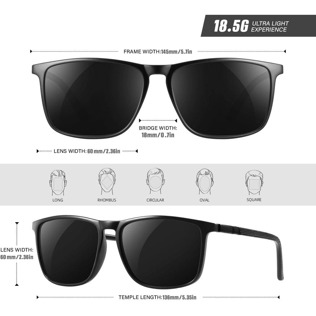 YDAOWKN Polarized Sunglasses for Men, Lightweight Sun Glasses With UV Protection for Driving Fishing Golf