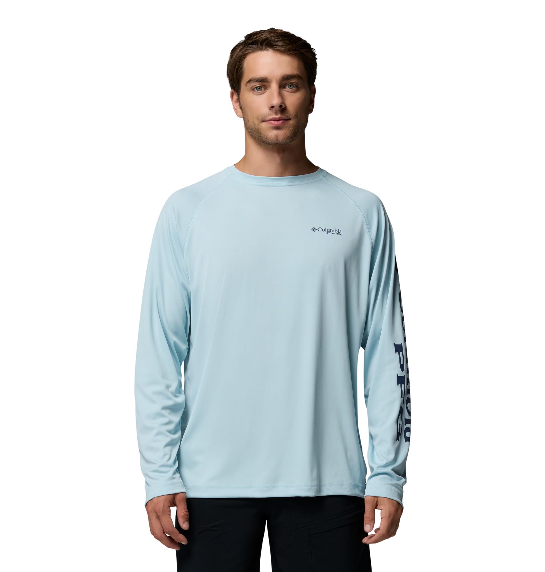 Columbia Men's PFG Terminal Tackle Long Sleeve Fishing Shirt, Marine Light/Nocturnal Logo, 5X