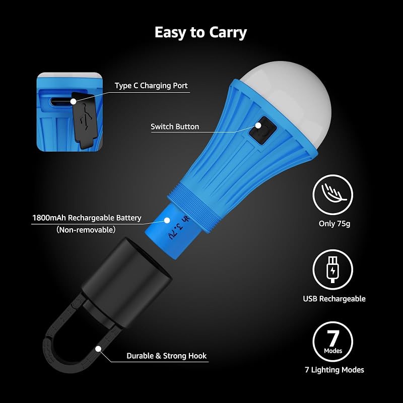 Lepro 2-Pack LED Rechargeable Camping Lantern with 7 Light Modes