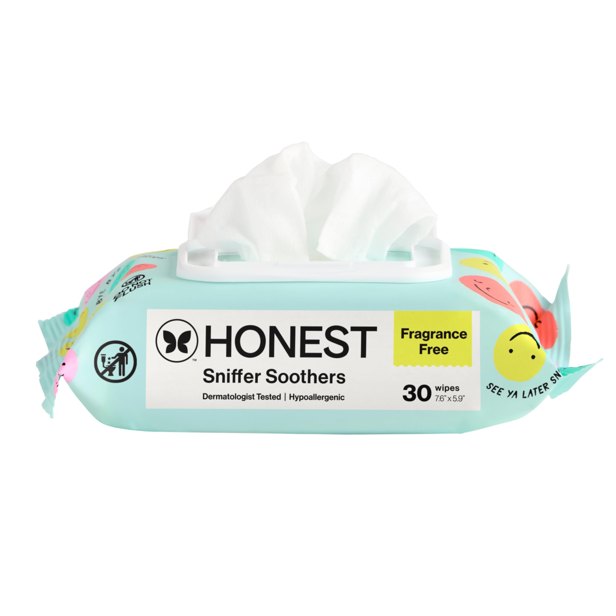 The Honest Company Plant-Based Snot Removing Wipes, Soothing Nose Face with Aloe, Hypoallergenic, Sensitive Skin, EWG Verified, Fragrance-Free, 30 Count