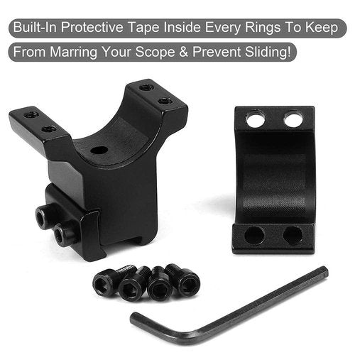 1'' Dovetail Scope Rings, LONSEL 2Pcs High Profile & 2Pcs Medium Profile 1 Inch Scope Mount Rings for 11mm Dovetail Rails - Pack of 4