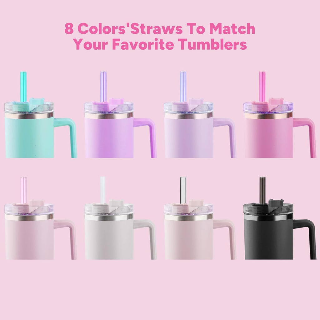 Stanley 6PCS Reusable Tritan Straws - Replacement Straws with Cleaning Brush for 40oz & 30oz Tumblers | Black