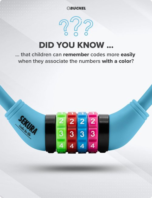 Büchel Bike Lock Cable for Kids - Colorful Keyless Security - Easy-to-Use 5-Digit Combination Lock