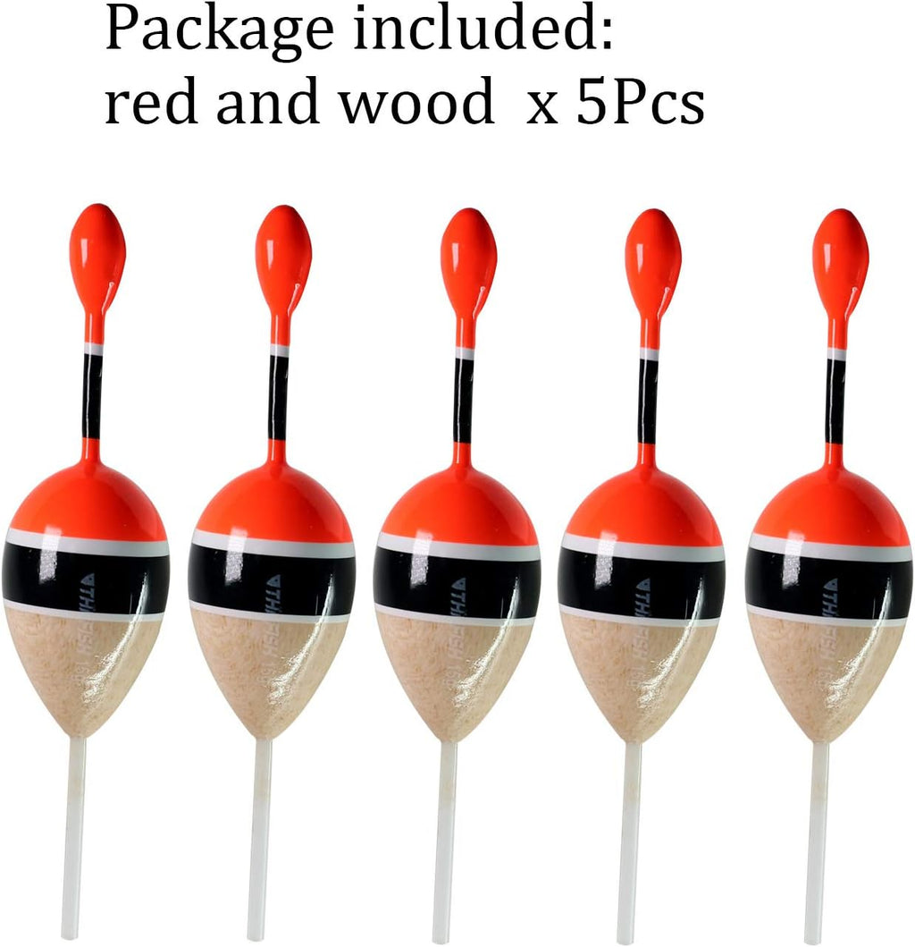 THKFISH Fishing Bobbers - Balsa Slide Floats for Crappie, Panfish & Trout | 5-Pack (1/2oz, 2"x5.28")