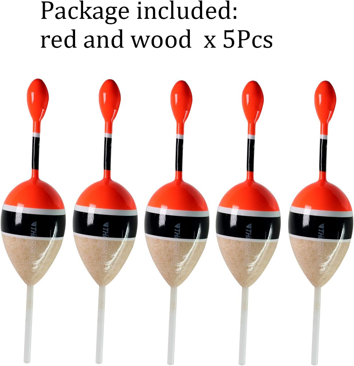 THKFISH Fishing Bobbers - Balsa Slide Floats for Crappie, Panfish & Trout | 5-Pack (1/2oz, 2"x5.28")