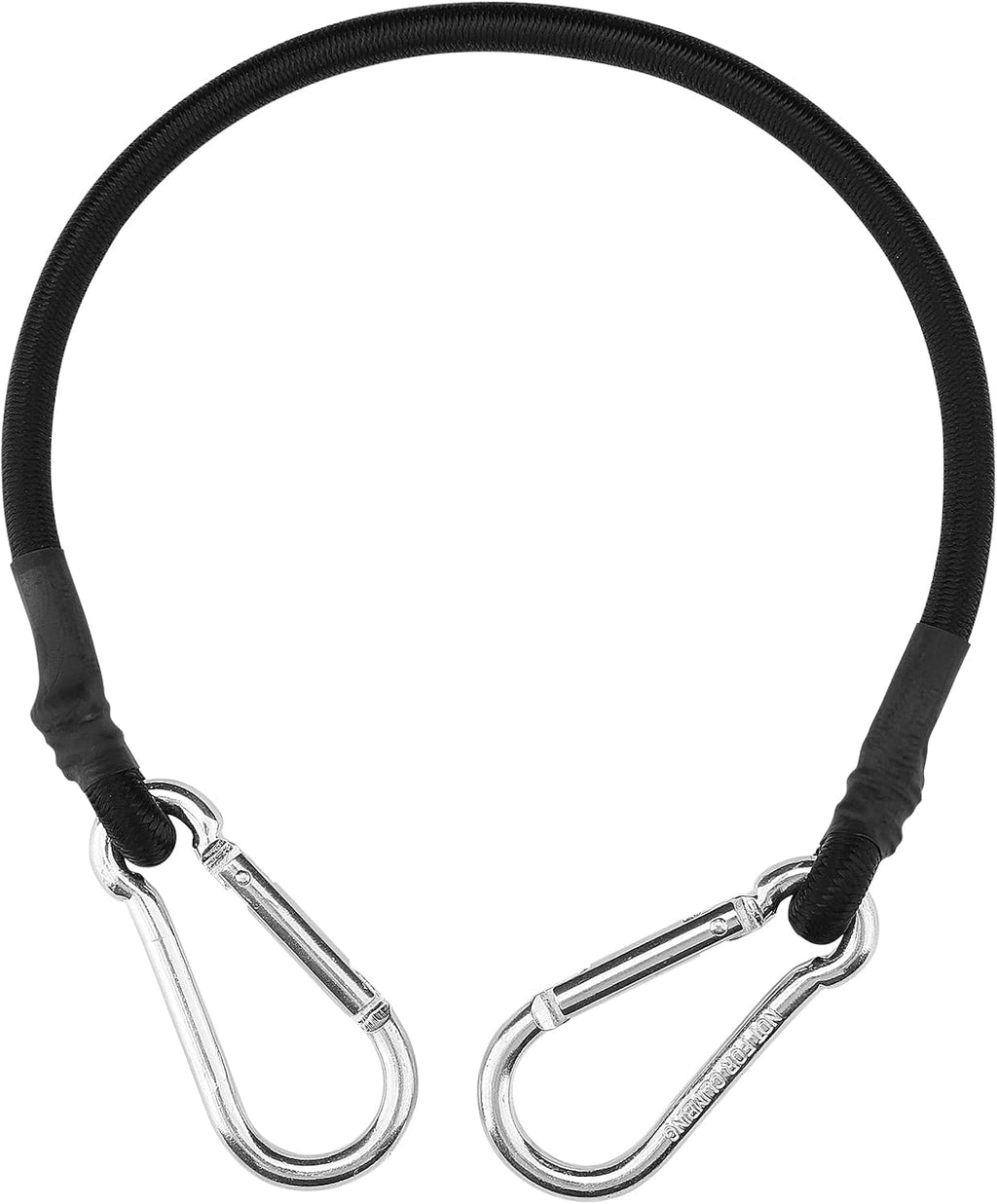 ZHOUBIN 18-Inch Black Bungee Cords - Durable with Carabiner Hooks | Set of 2