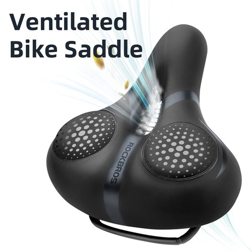 ROCKBROS Bike Seat for Men Women Comfort Wide Gel Bike Seat Replacement,Breathable Waterproof Padded Bicycle Saddle, Compatible with Cruiser/Mountain/Fat Bikes