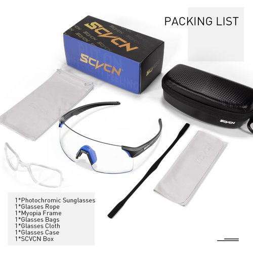 SCVCN Photochromic Cycling Glasses Frameless Sports sunglasses for Men Women - Ideal For Baseball, Bike, Golf, Running