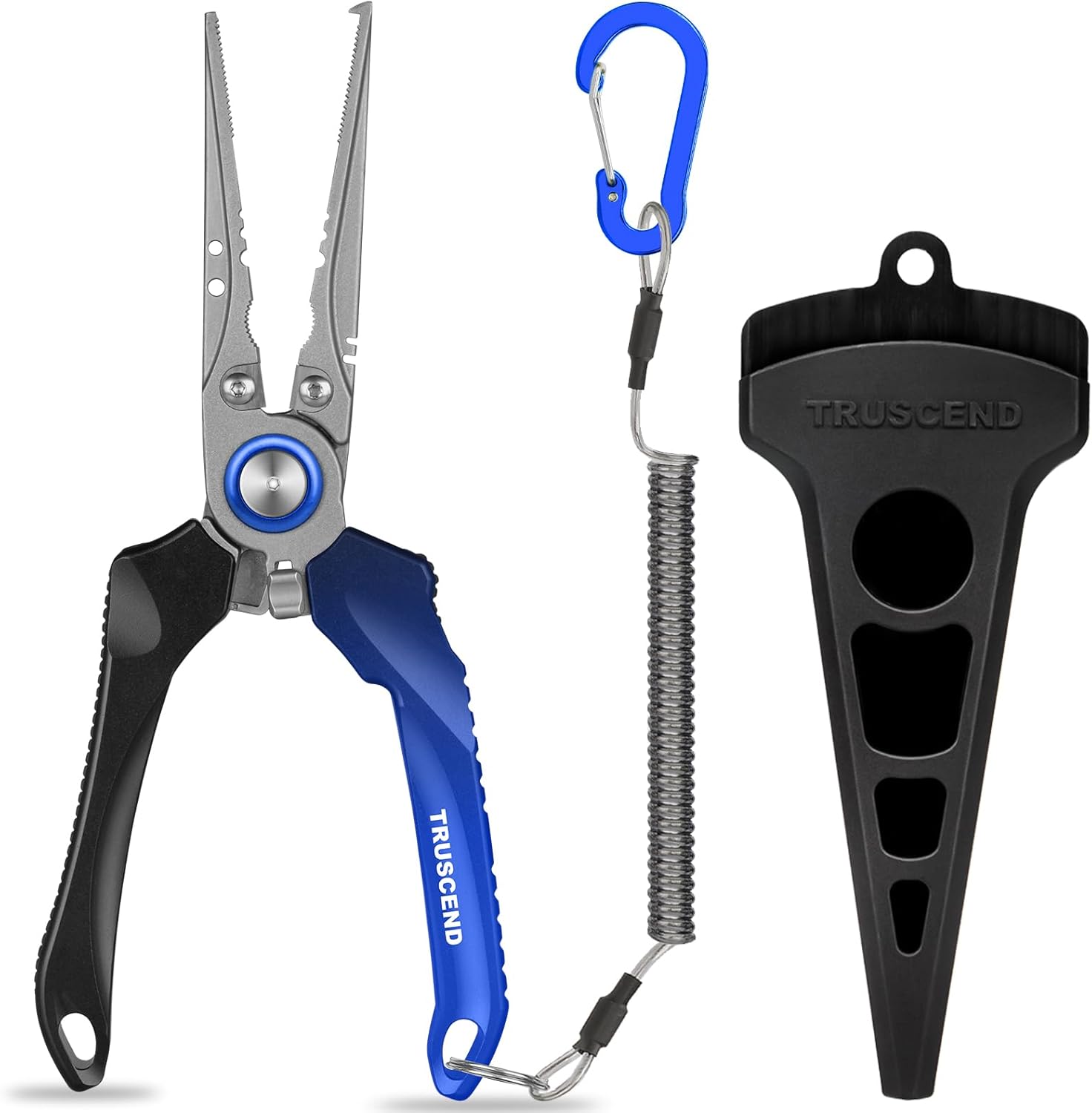 TRUSCEND Lockable Fishing Pliers - Ergonomic Handle, Tungsten Carbide Cutter, Saltwater Resistant