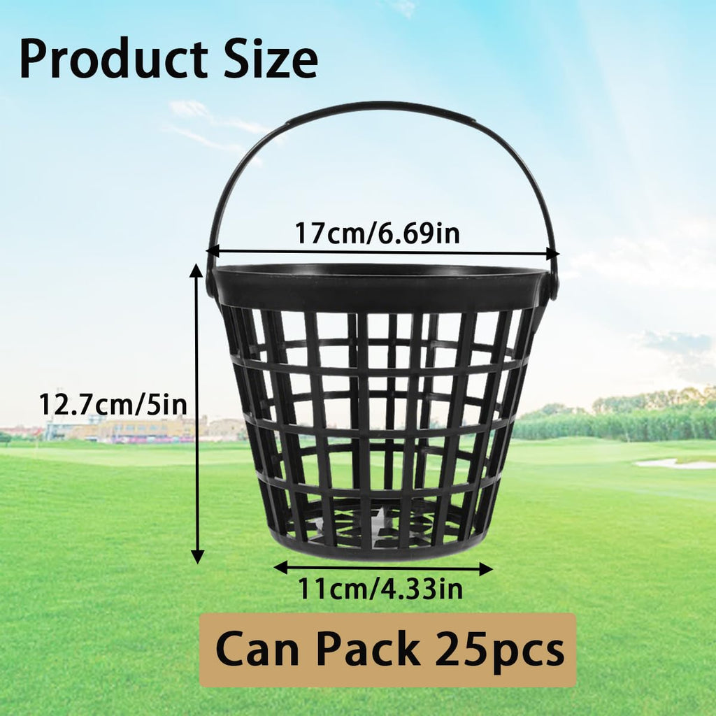 ZoiscPure Black Golf Ball Basket,Golf Balls Container Case,Ball Bucket with Handle,Balls Holder,Holds 25 Balls (Balls not Included)