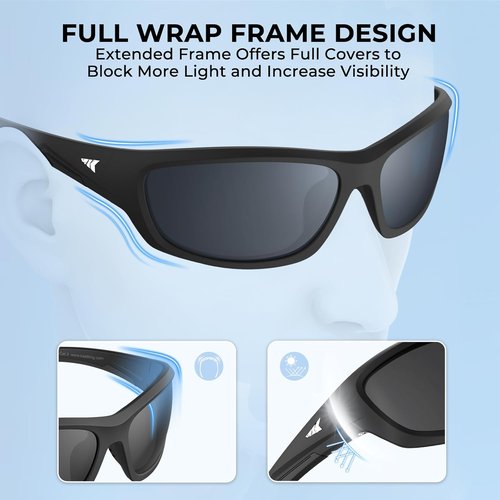 KastKing Hiwassee Polarized Sport Sunglasses - UV Protection for Fishing, Cycling & Running | Unisex Design