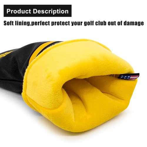 Golf Headcovers Golf Club Head Covers Elegant Embroidery Premium Leather Driver Headcovers May The Course Be with You Fairway Wood Head Cover Hybrid Covers Putter Covers(for Driver(1pcs))