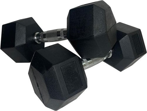 Fitness First Rubber Hex Dumbbell Pairs - Durable Weight Training Equipment for Home Gym
