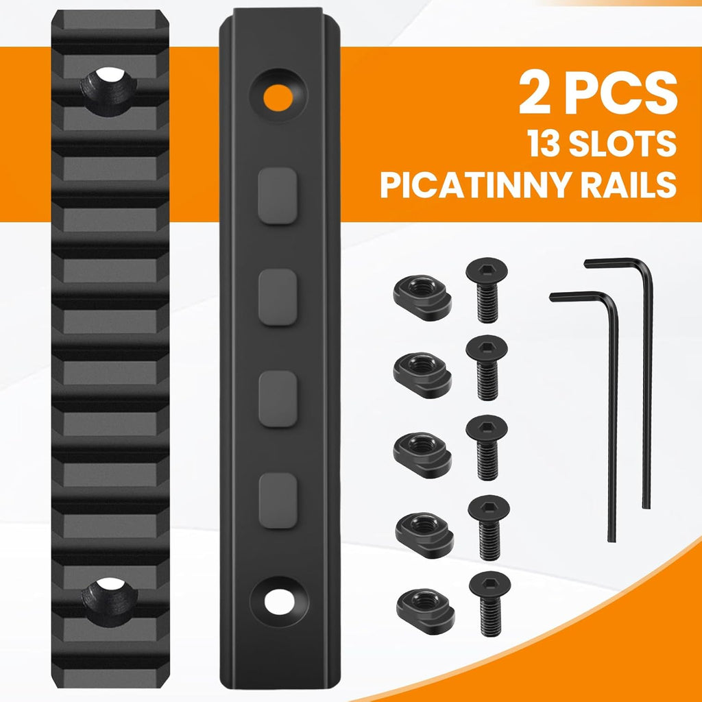 Picatinny Rail Adapter by [Brand Name] - 13 Slot Aluminum Accessory Set with T-Nuts & Screws | 5.31” Black