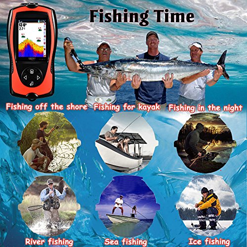 Portable Fish Finder with Color LCD Display, Depth & Fish Detection for Kayak Boat Fishing