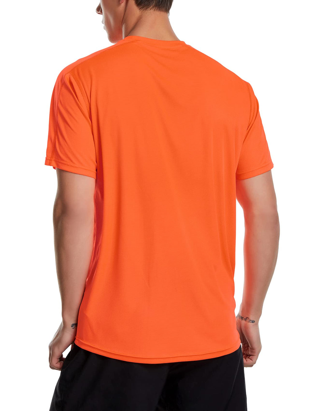 Men's Short Sleeve Running Shirts UPF 50+ Sun Protection SPF Quick Dry Athletic Workout T-Shirts(S,Neon Orange)