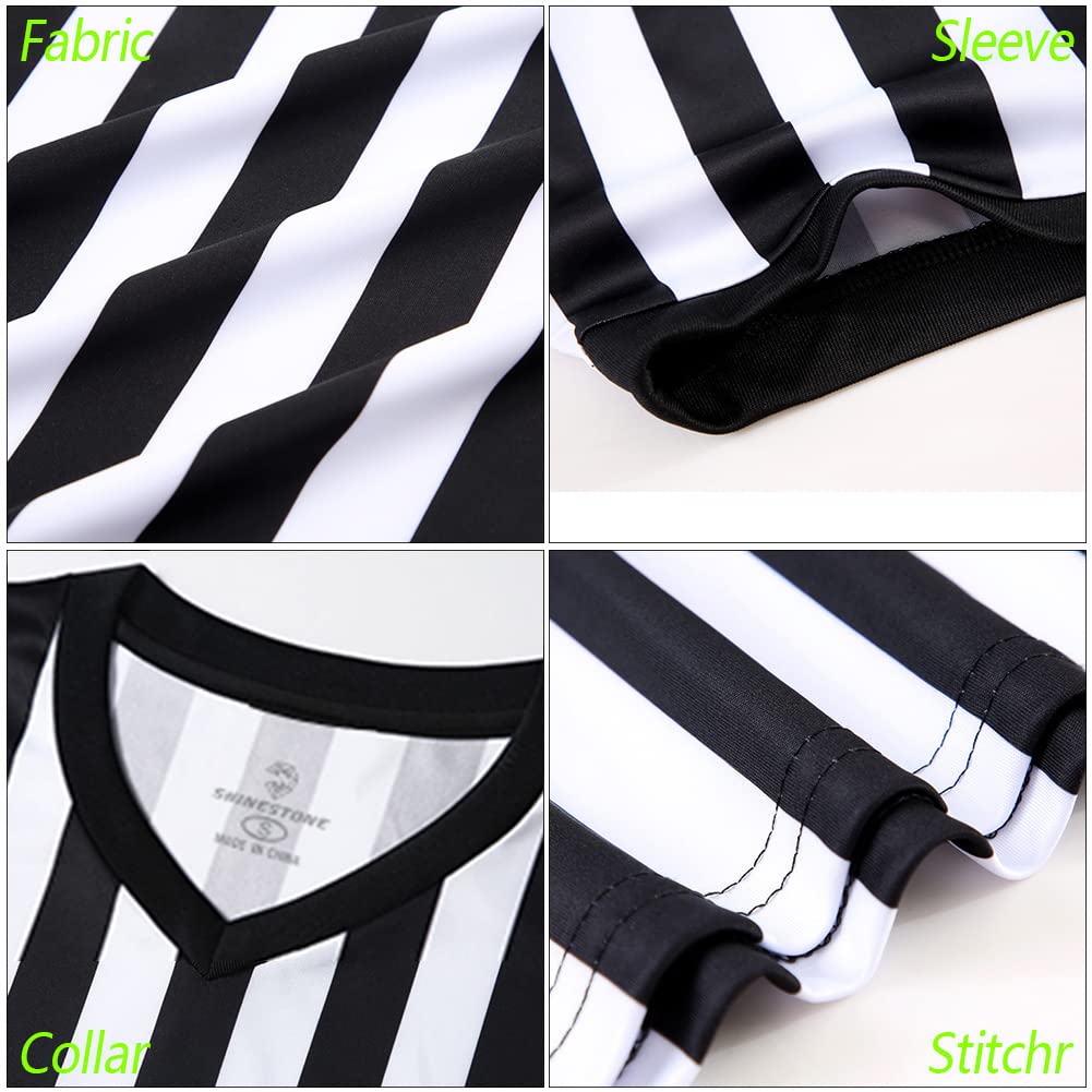 Shinestone Referee Shirt, Referee Costume Shirt for Womens and Mens, V Neck Referee Umpire Shirt Jersey for Football, Soccer and Sports for Christmas (Large)