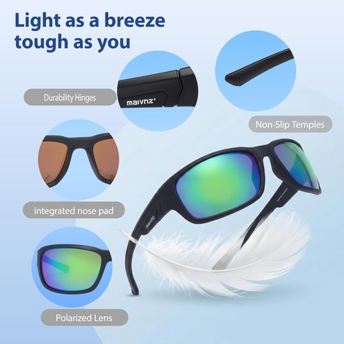 Maivnz Floating Polarized Fishing Sunglasses - Unsinkable UV400 Sports Glasses for Kayaking & Boating