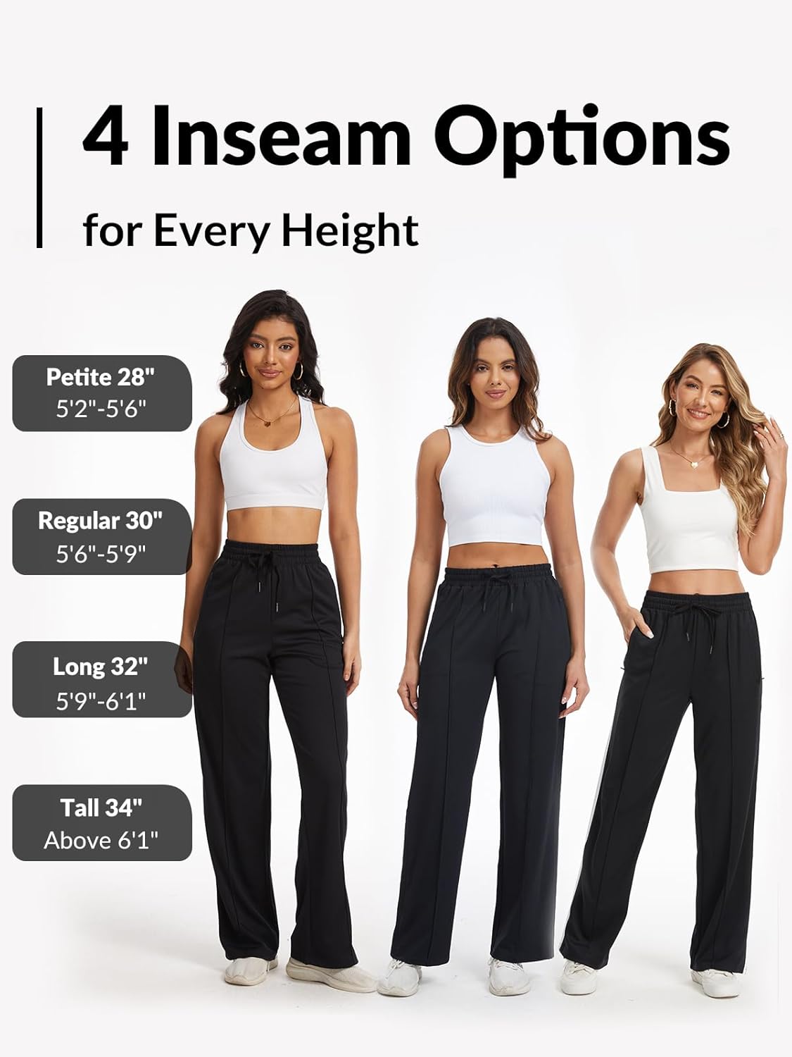 Skiennix Women's Track Pants - Loose Straight Leg Sweatpants with Zipper Pockets | Available in 28-34 Inseam