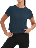 Mippo Workout Tops for Women - Short Sleeve Yoga Shirts | Loose Fit Athletic Crop Top
