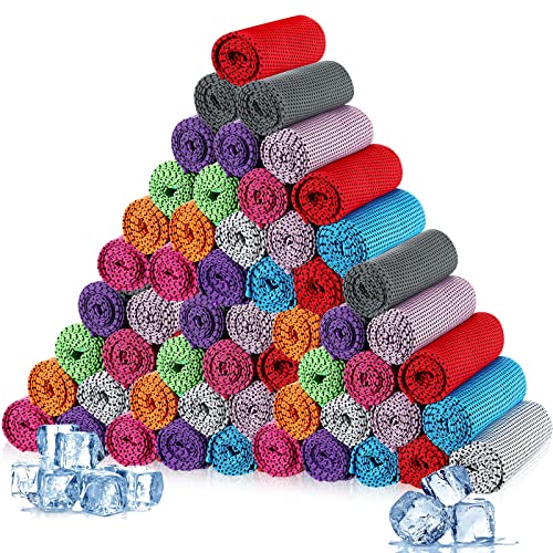 Multicolor Cooling Towels Bulk 80 Pack for Neck and Face - Lightweight & Reusable