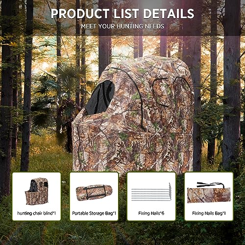 Hunting Blind Chair - Ground Camouflage Pop-Up Blind for 1 Seat - XProudeer