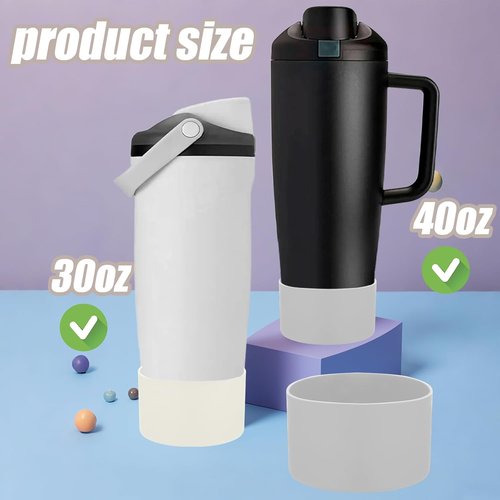 Mity Rain Silicone Protective Boots for Owala 30oz & 40oz Bottles | Enhance Stability & Prevent Scratches - Ivory & Light Gray