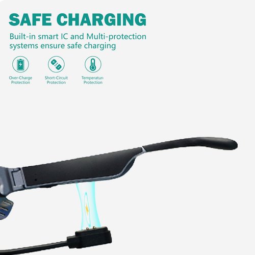 Compatible with GenXenon Smart Glasses Charger, Magnetic Replacement Charger Compatible with GenXenon Bluetooth Audio Smart Glasses (2 Pack-Black+Black)
