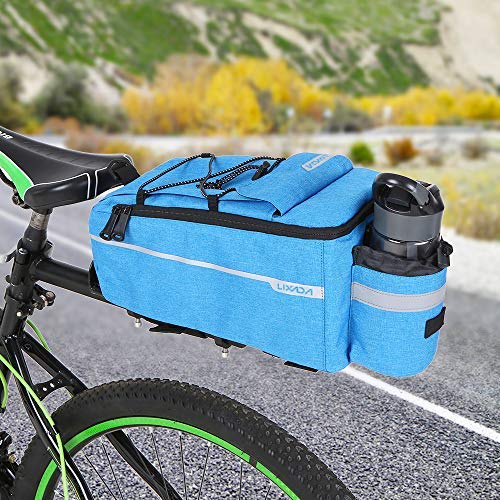Lixada Bicycle Pannier Bag with Rain Cover, Bicycle Seat Multifunctional Insulated Trunk Cooler Bag, Shoulder Bag, 29 * 16 * 17cm (Blue)