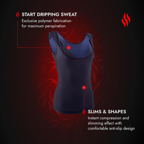 Sweat Shaper Women's Premium Workout Tank Top Slimming Polymer Sauna Vest (Large-X-Large, Black)