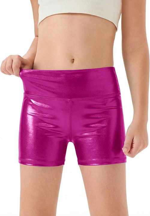 Haloumoning Girls High-Waisted Athletic Shorts - Comfy Yoga & Dance Biker Shorts for Ages 5-14