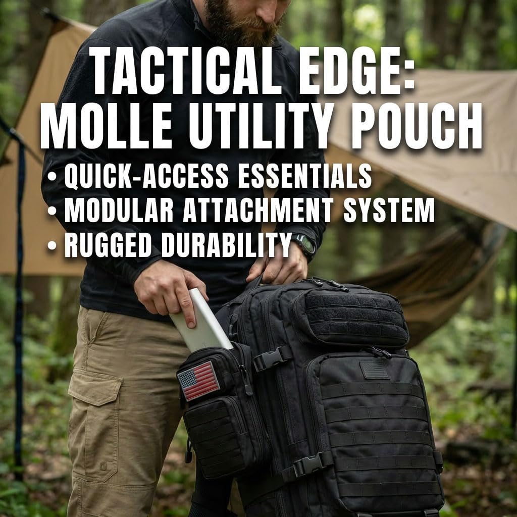 Skiennix EDC Tactical Pouch - 2 Pack Small Molle Pouches with US Flag Patches