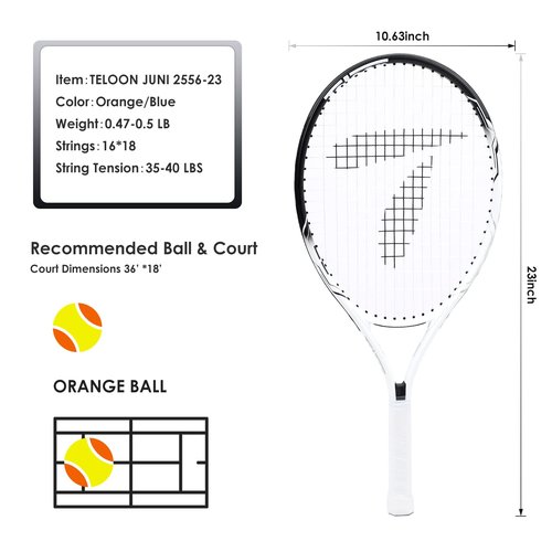 Kid Tennis Rackets (23, Black-White)