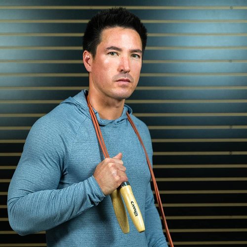 Cannon Sports Leather Jump Rope with Ball Bearing Wooden Handles for Fitness & Home Gym (9.5 FT)