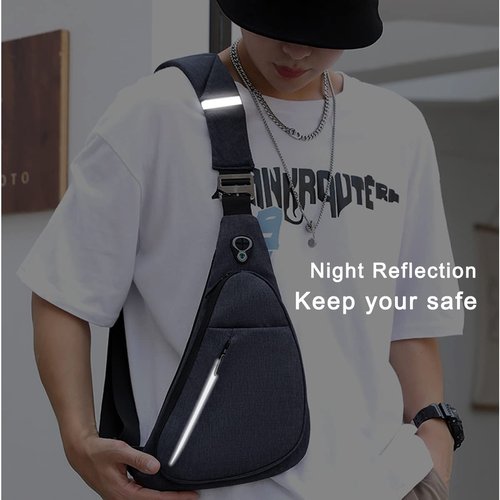 Sling Bag Slim Waterproof Shoulder Backpack For Travel Hiking Anti-Thief Crossbody Chest Daypack Personal Pocket Bag (Black for Left Hand User)
