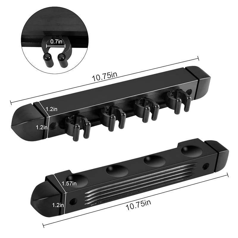 Wall Mounted Pool Cue Rack Holder - Black + 4 Cues (MoyanSuper) Variation: Black+4 Cues Holder