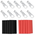 Sanuke 10-Pack 8 AWG Tinned Copper Wire Lugs - Marine Grade Battery Cable Ends with Heat Shrink Tubing