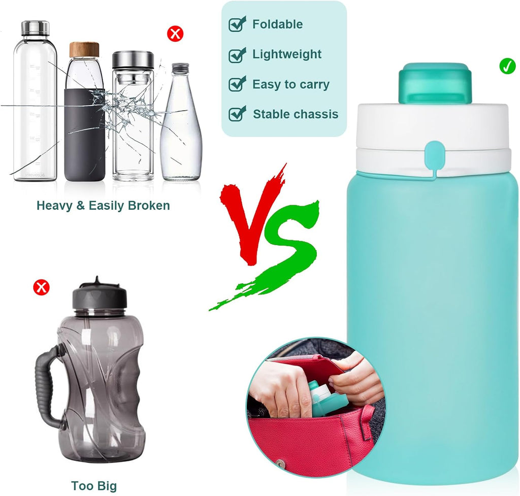 PLTCAT Collapsible Silicone Water Bottle - BPA Free, Lightweight & Leak-Proof | Perfect for Travel, Gym & Hiking