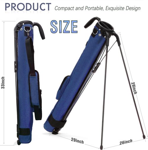 Camboke Lightweight Golf Stand Bag, Portable and Durable Golf Carry Bag with Padded Strap and Pocket, Sunday Bag for The Driving Range, 2-Way Divider Practice Bag for Men and Women (Navy Blue)