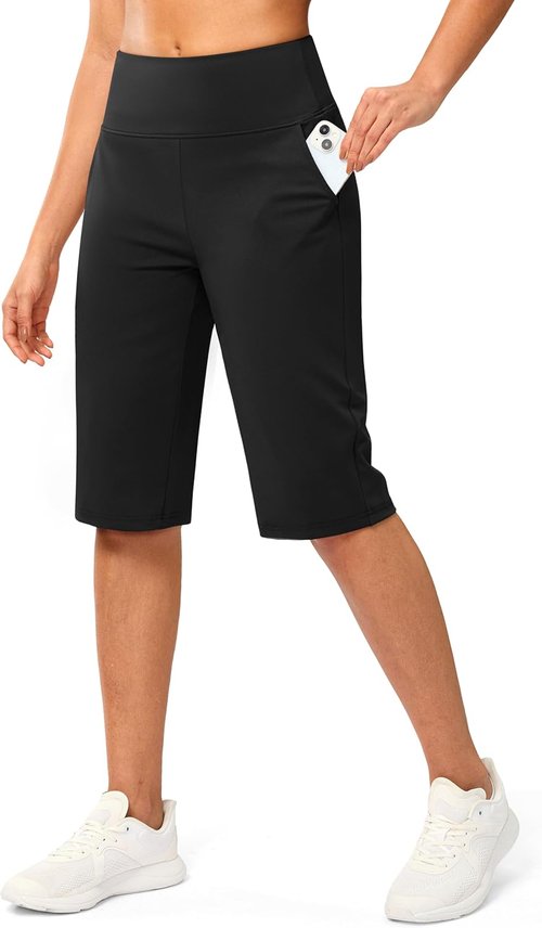 G Gradual Women's Bermuda Shorts - High Waisted Knee-Length Capris with Pockets | Athletic Casual Style