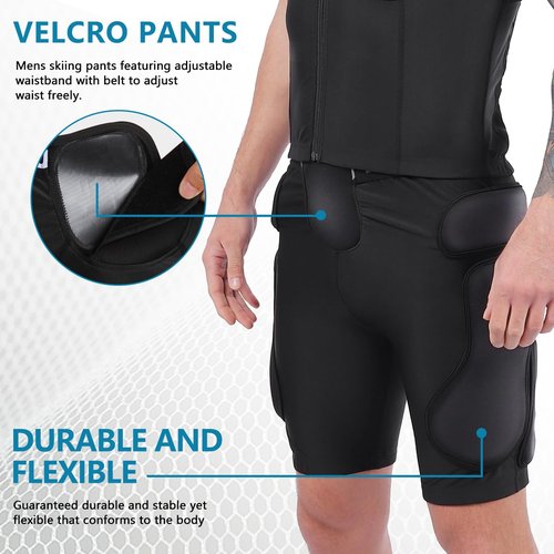 TUOYR Protective Padded Shorts for Snowboard Hip Protection for Skiing, Ice Skating, Snowboarding Black