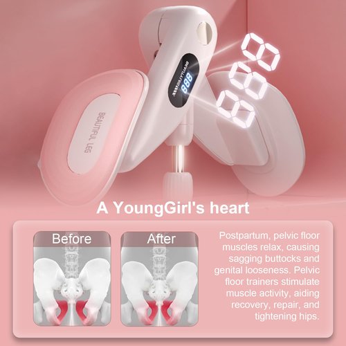 Thigh Hip Trainer for Beginner, Thigh Trainer, Pelvic Floor Strengthener with Built-in Smart Counter, Postpartum Rehabilitation Equipment, Portable Home Gym for Adduction Training