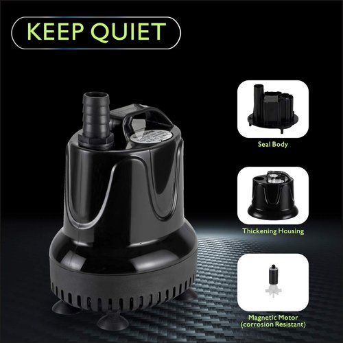 hygger 660 GPH Quick Water Change Aquarium Pump Submersible Fountain Water Pump Fish Tank Pond Drain Transfer Pump with 3 Adaptors