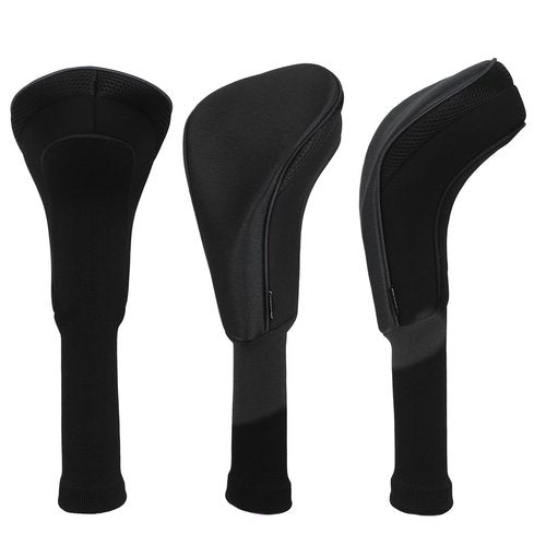 Craftsman Golf 3pcs/Set Meshy Neoprene Golf Club Headcover for Driver Fairway Hybrids Rescue (Black)
