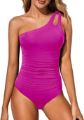 Holipick One Shoulder One-Piece Swimsuit - Tummy Control & Modest Full Coverage | Stylish Keyhole Design